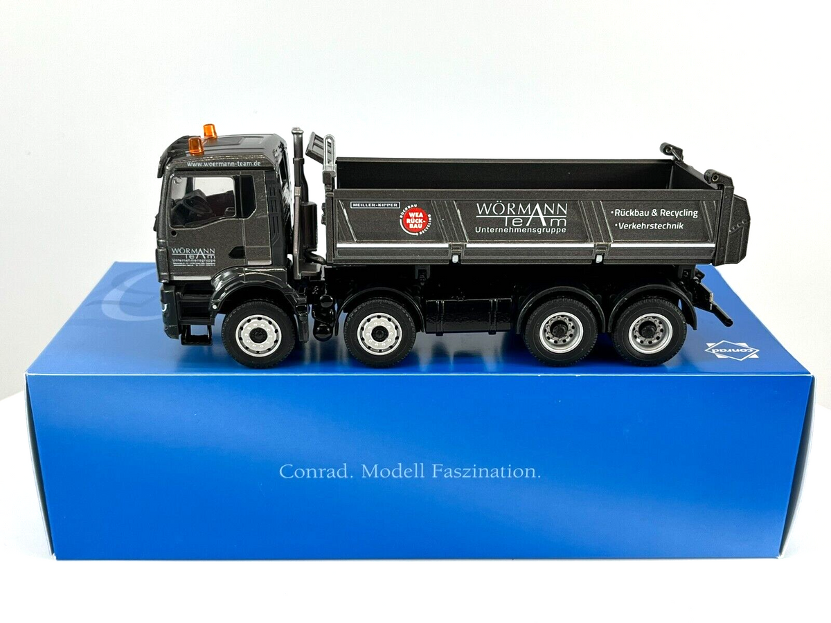 Conrad Meiller Dreiseitenkipper auf MAN TGS 8x4 in der Ausführung Wörmann – Diecast Sammlermodell im Maßstab 1:50, Art. 81241/02 – Ansicht 7
