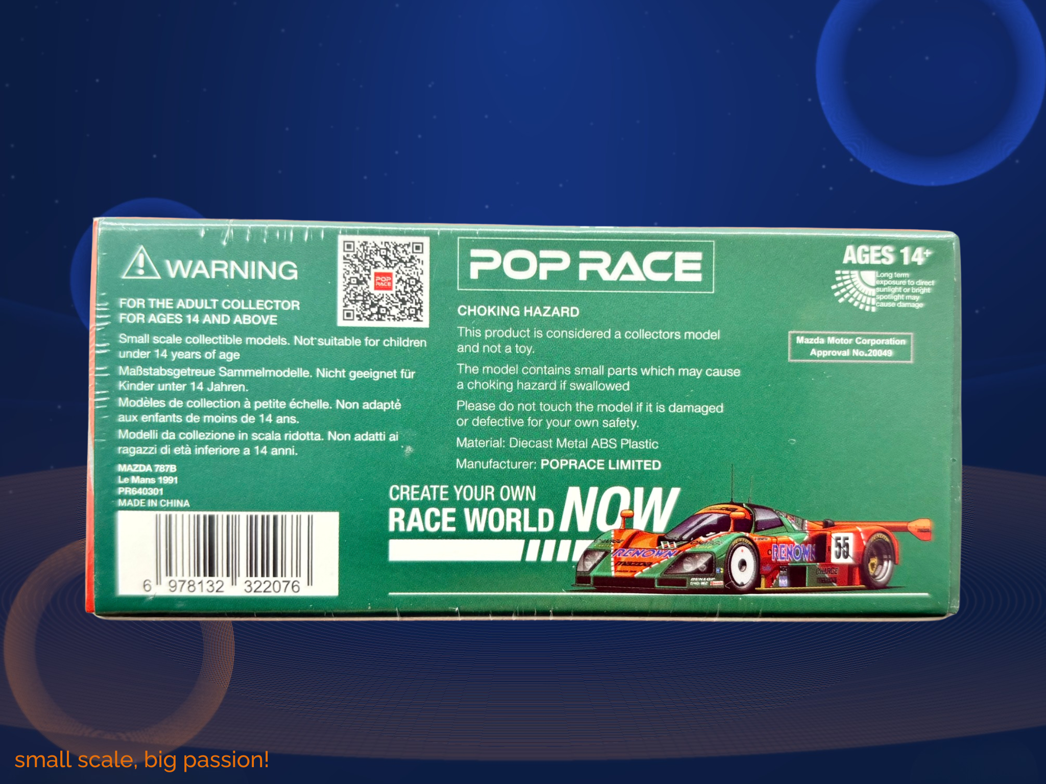 Pop Race Mazda 787B #55 „Renown“ – Le-Mans-Sieger 1991 – Diecast Sammlermodell im Maßstab 1:64, Art. PR640301 – Ansicht 2
