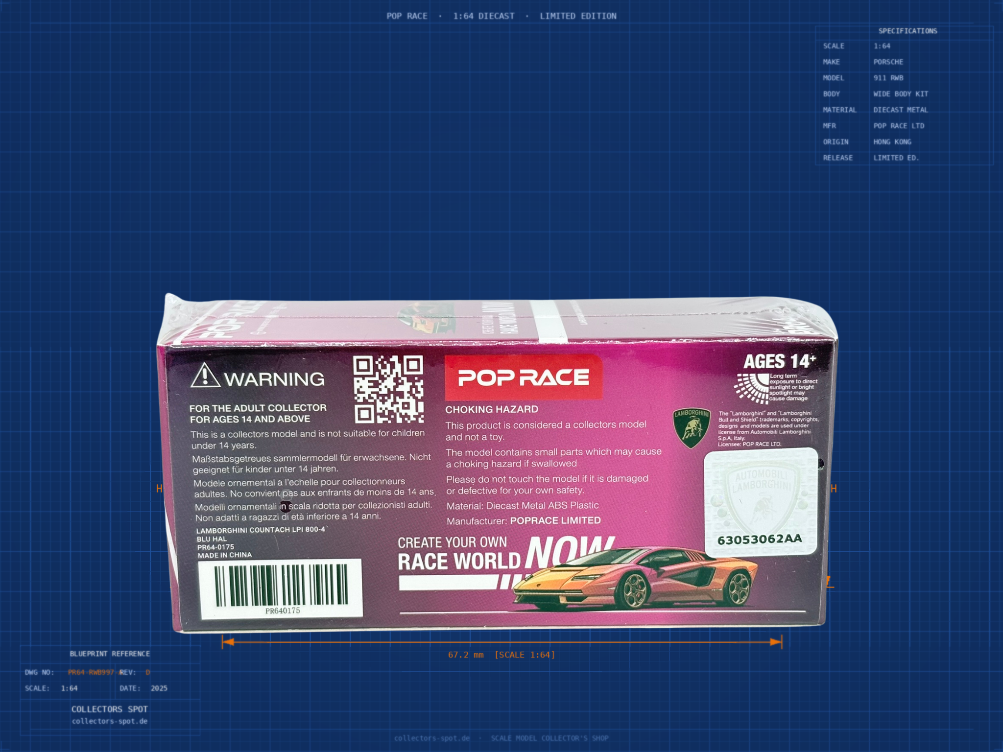 LAMBORGHINI Countach LPI 800-4 (1:64) - PR64-175 back