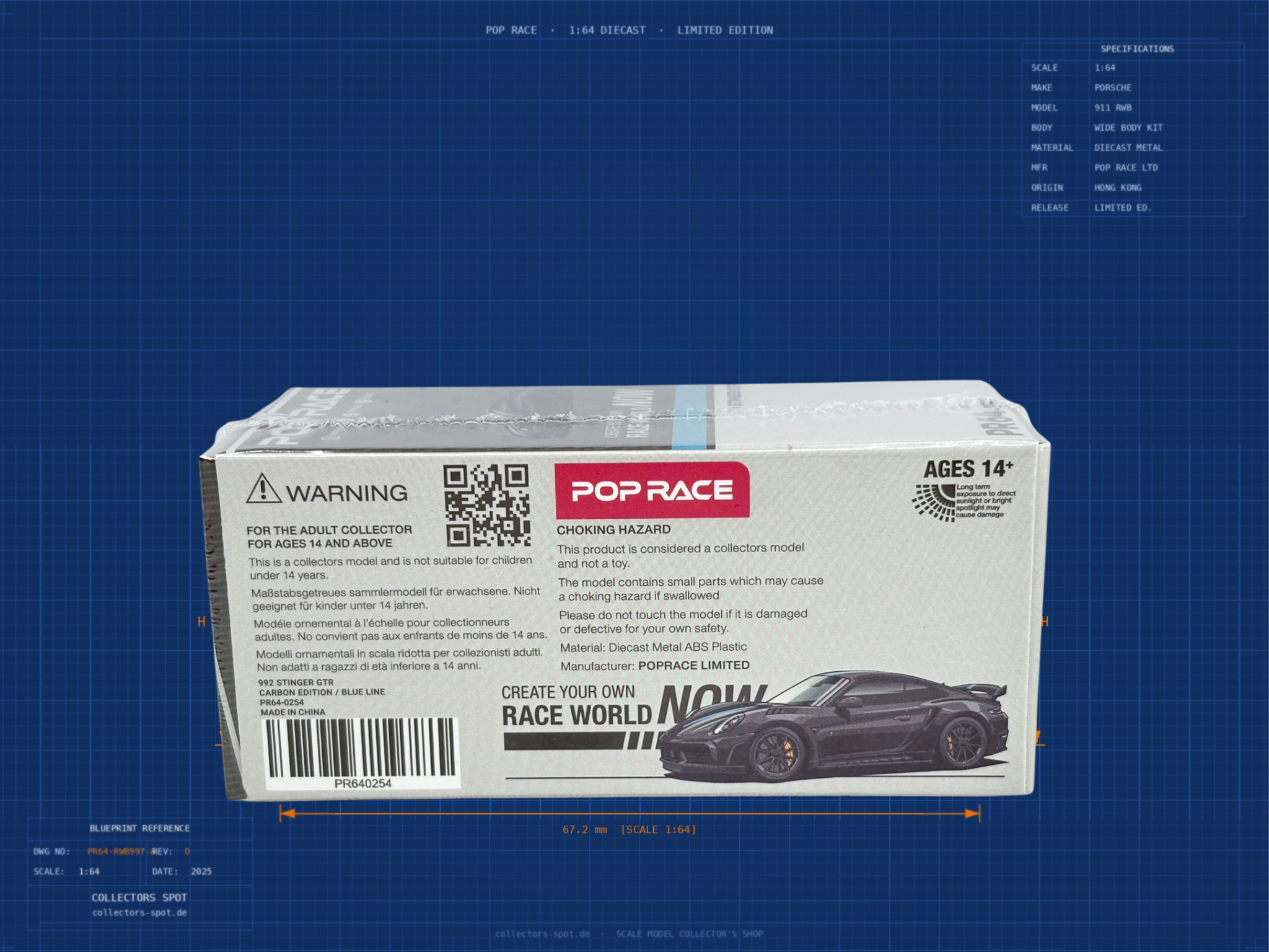 PORSCHE 992 Stinger GTR (1:64) - PR64-254 bc