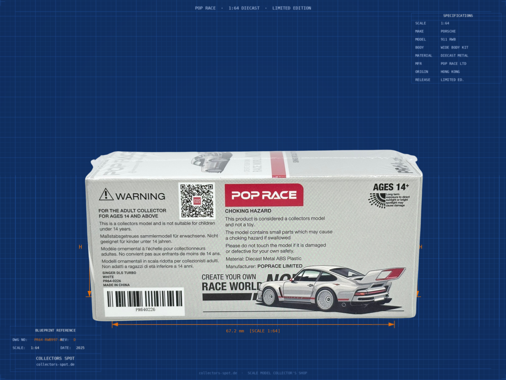 PORSCHE Singer DLS Turbo (1:64) - PR64-226 back