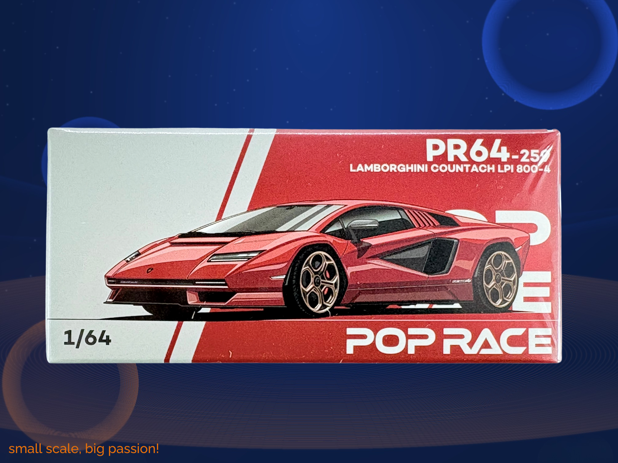 Pop Race Diecast Modellauto Lamborghini Countach LPI 800-4 Rosso Rot, Maßstab 1:64, limitierte Edition, Artikelnummer PR64-259