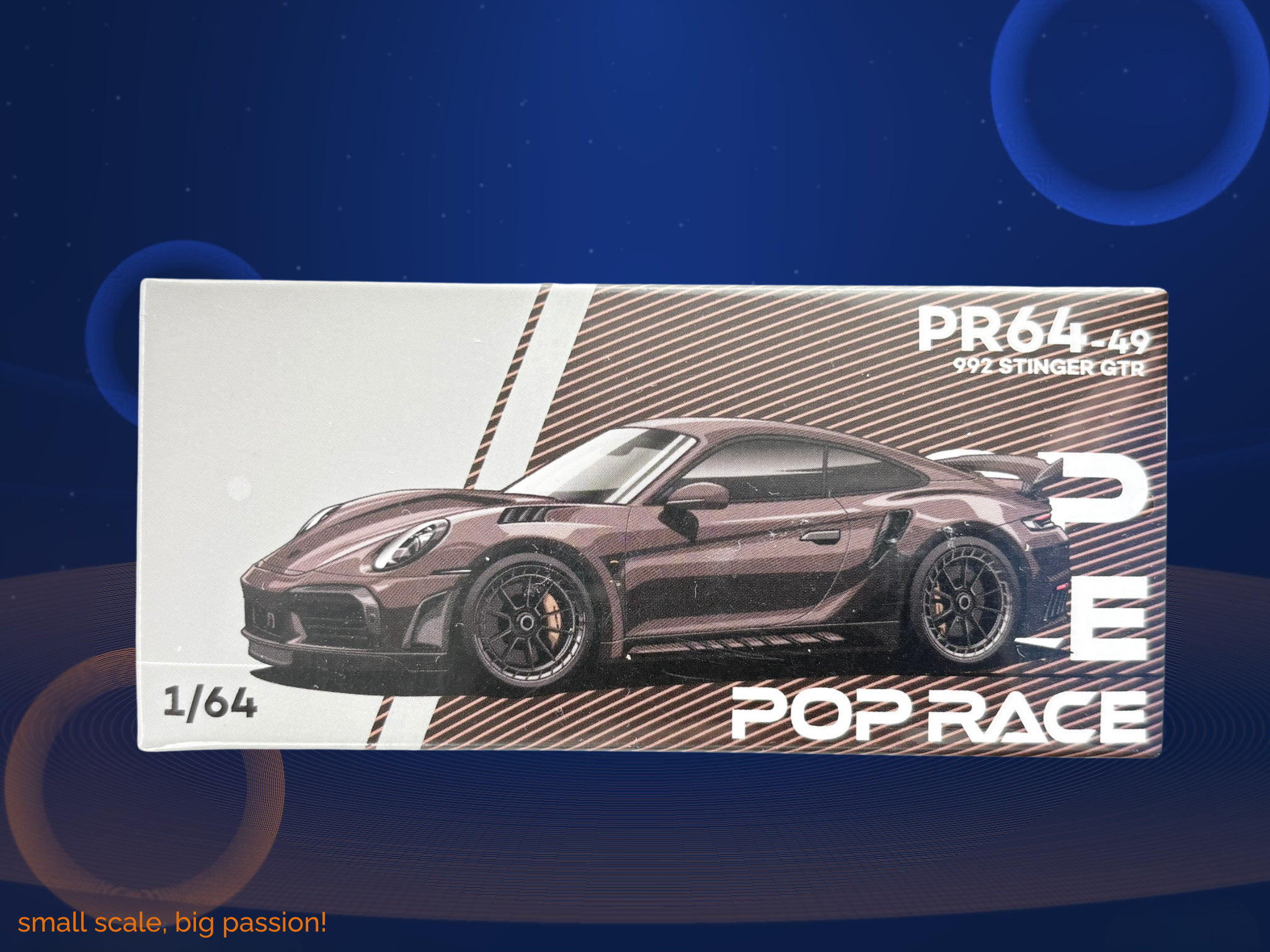 Pop Race Porsche 911 (992) TopCar Stinger GTR Carbon Edition in Brown – Diecast Widebody-Sammlermodell im Maßstab 1:64, Art. PR64-049