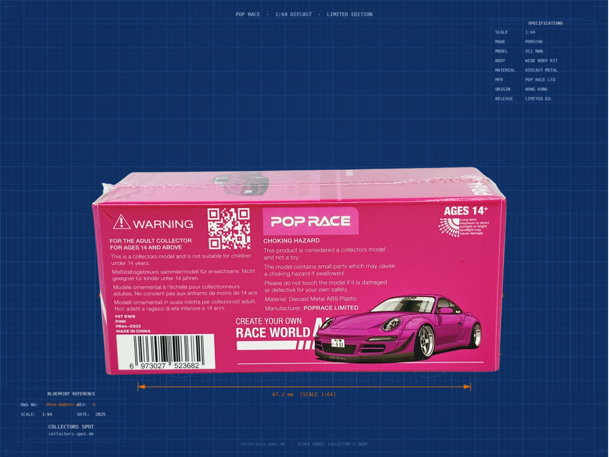 Pop Race Porsche RWB 997 (1:64) - PR64-202 back