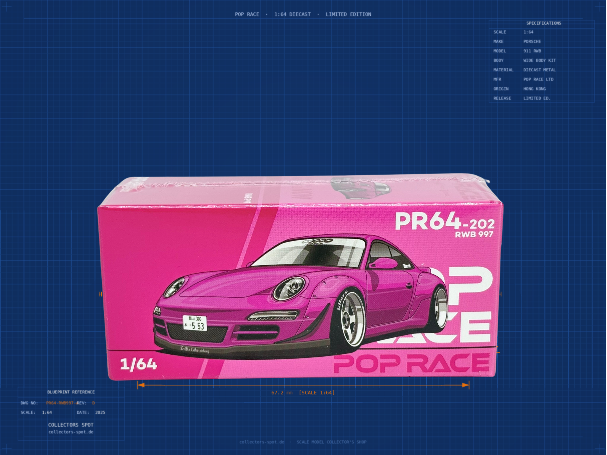 Pop Race Porsche RWB 997 (1:64) - PR64-202 front