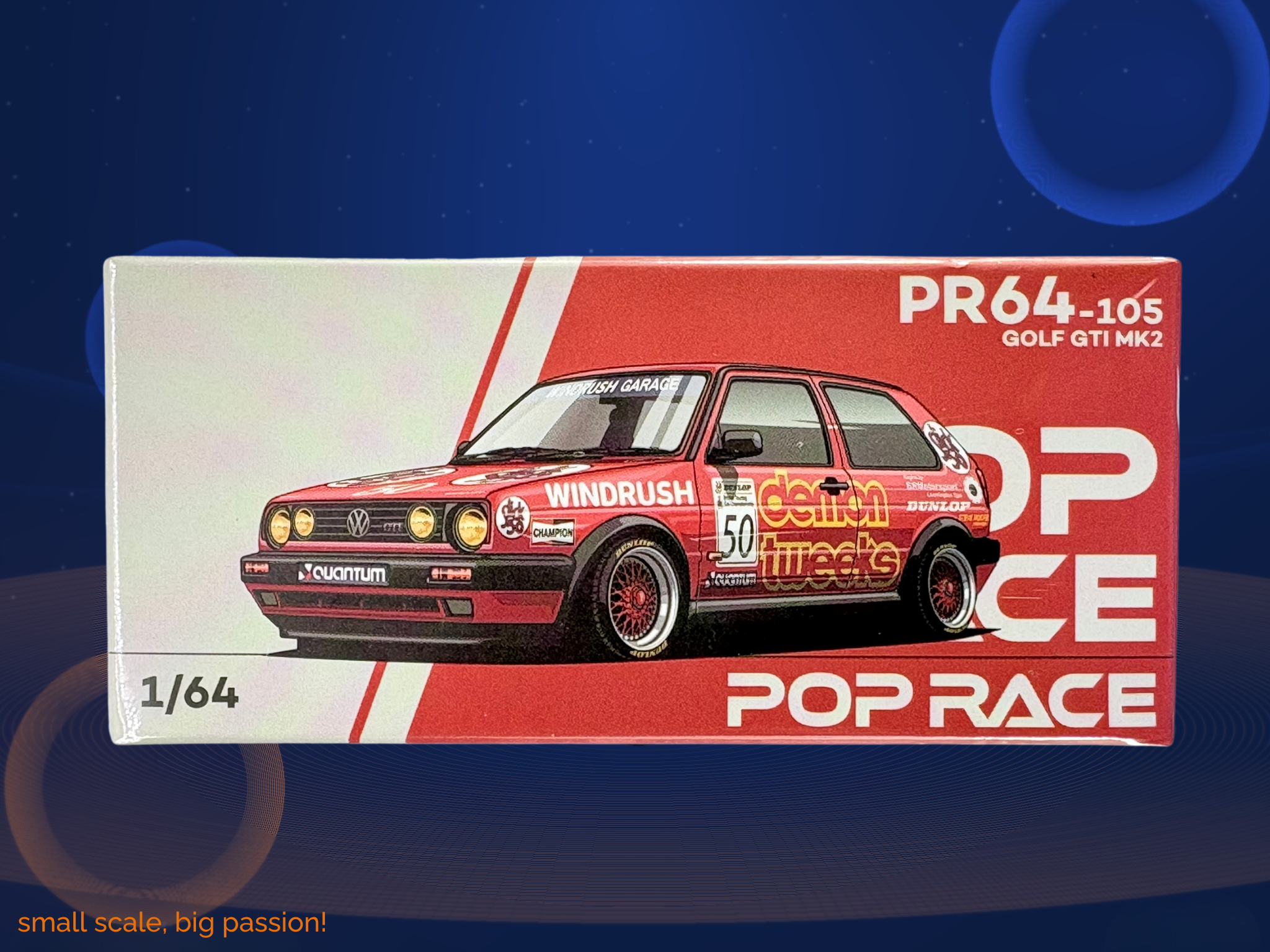 Pop Race Volkswagen Golf GTI MK2 in Team Demon Tweeks BTCC 1988 Livree – Diecast Sammlermodell im Maßstab 1:64, Limited Edition, Art. PR64-105