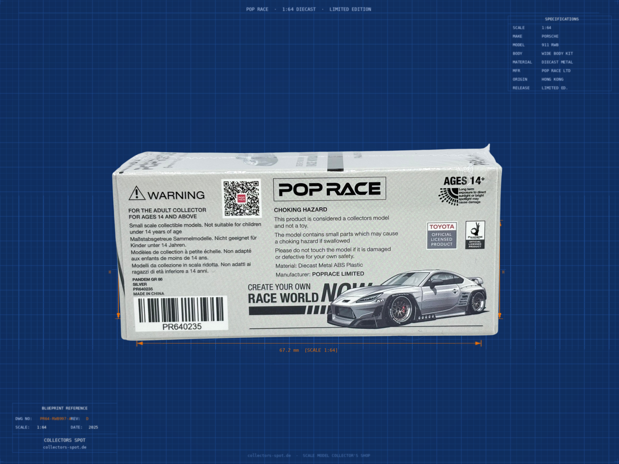 TOYOTA Pandem GR 86 1:64 - PR64-235 back