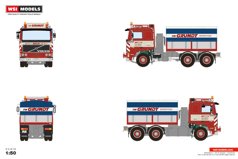 WSI Volvo F12 6x4 „F.W. Grundt“ – Diecast Sammlermodell im Maßstab 1:50, Art. 01-4873 – Ansicht 2