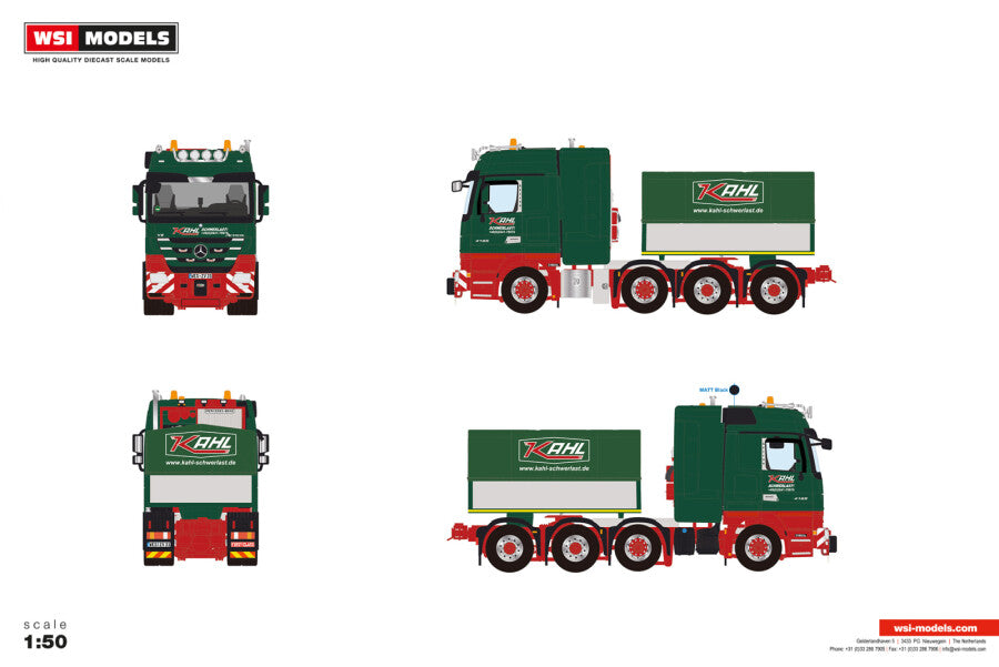Mercedes-Benz Actros MP3 LH 8x4 „Kahl Schwerlast" – Ansicht 3 des WSI Limited-Edition-Modells 1:50, Art. 01-5419