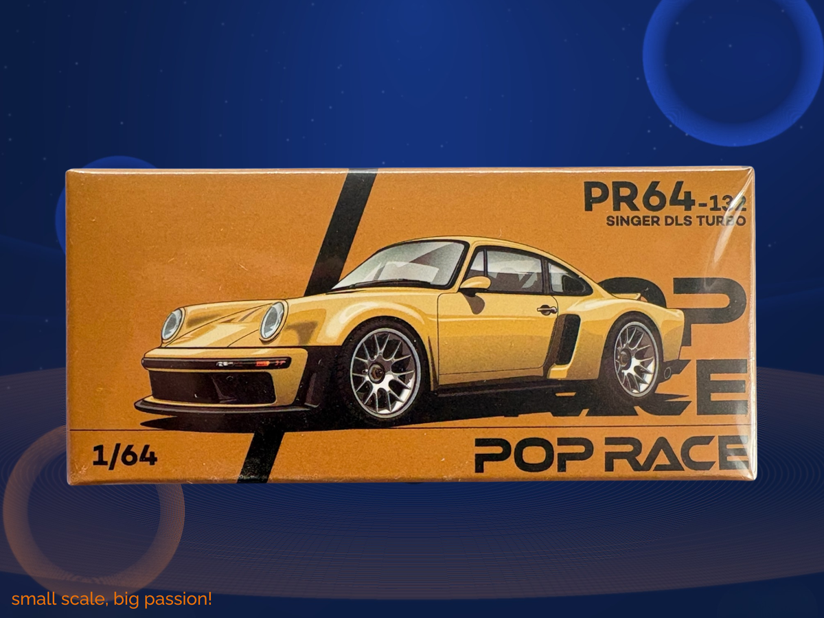 Pop Race Porsche Singer DLS Turbo in Gold – Diecast Sammlermodell im Maßstab 1:64, Art. PR64-132