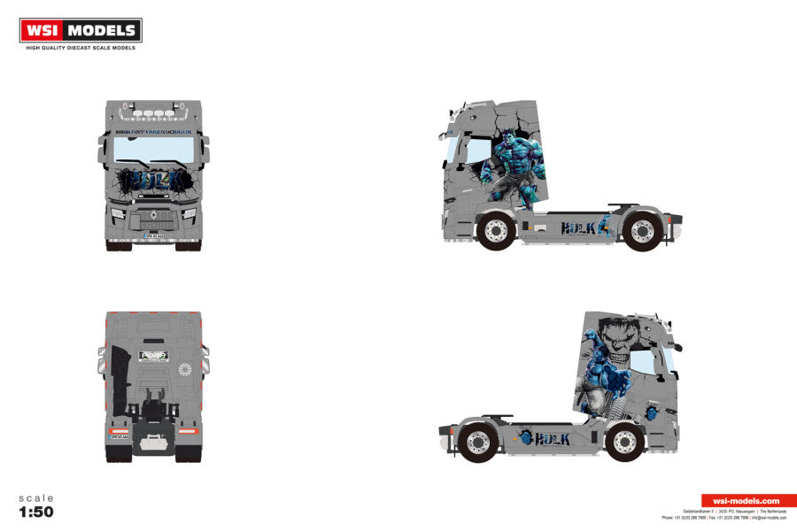 WSI Renault Trucks T High Evo 4x2 „Popp Fahrzeugbau – Hulk“ – Diecast Sammlermodell im Maßstab 1:50, Art. 01-5243 – Ansicht 2
