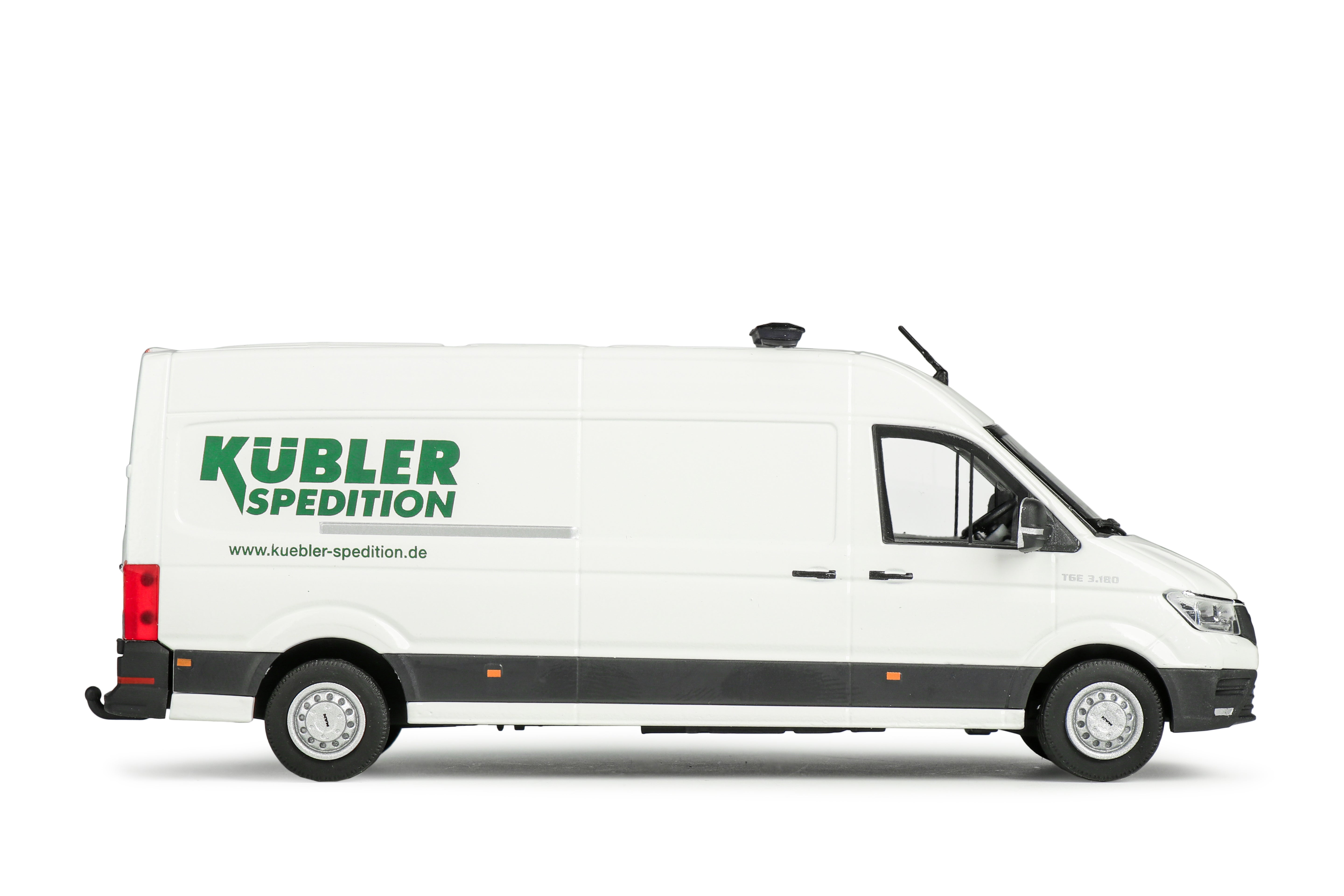 Conrad MAN TGE Kastenwagen Hochdach „KÜBLER“ – Seitenansicht rechts, Diecast Sammlermodell im Maßstab 1:50, Art. 1615/20