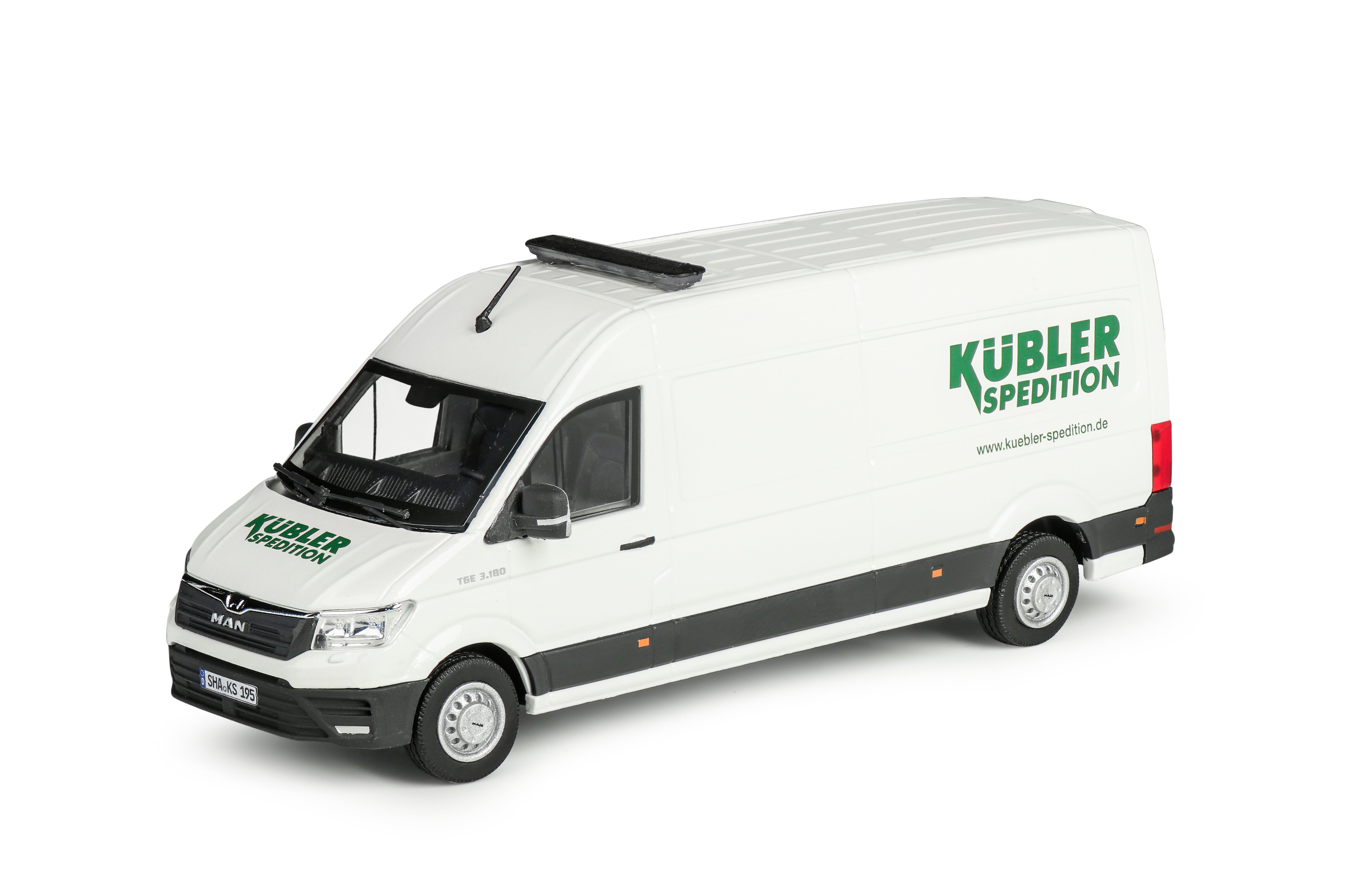 Conrad MAN TGE Kastenwagen Hochdach „KÜBLER“ – Diecast Sammlermodell im Maßstab 1:50, Art. 1615/20