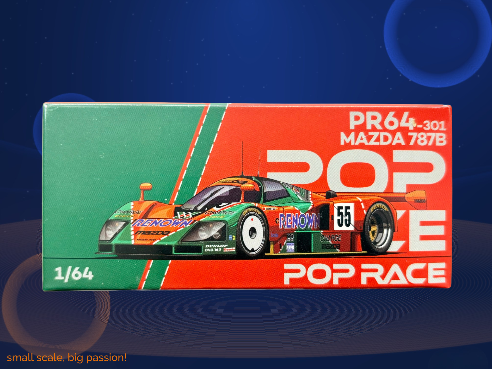 Pop Race Mazda 787B #55 „Renown“ – Le-Mans-Sieger 1991 – Diecast Sammlermodell im Maßstab 1:64, Art. PR640301