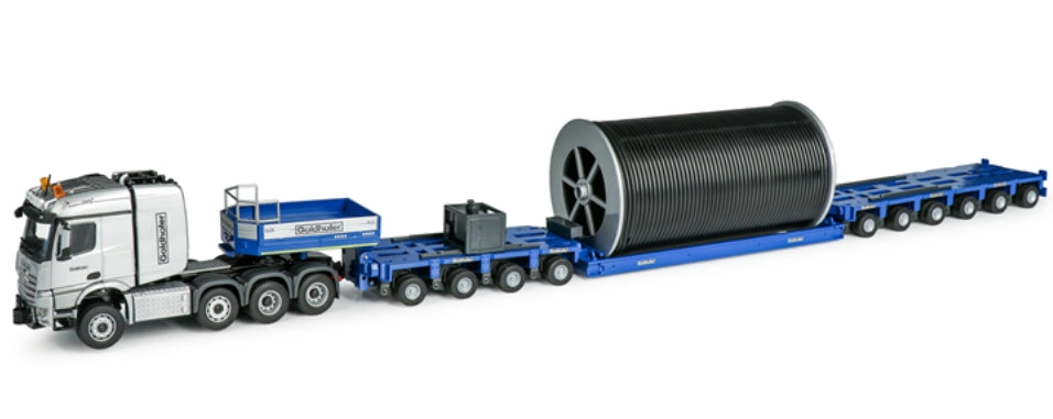 MERCEDES-BENZ Actros SLT mit Tieflader und Kabeltrommel "GOLDHOFER" (1:50)