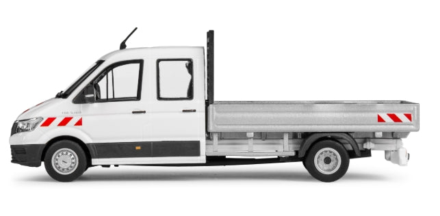 Conrad MAN TGE 4.180 Pritschenwagen mit Doppelkabine in Weiß – Diecast Sammlermodell im Maßstab 1:50, Zinkdruckguss, Art. 1616/02
