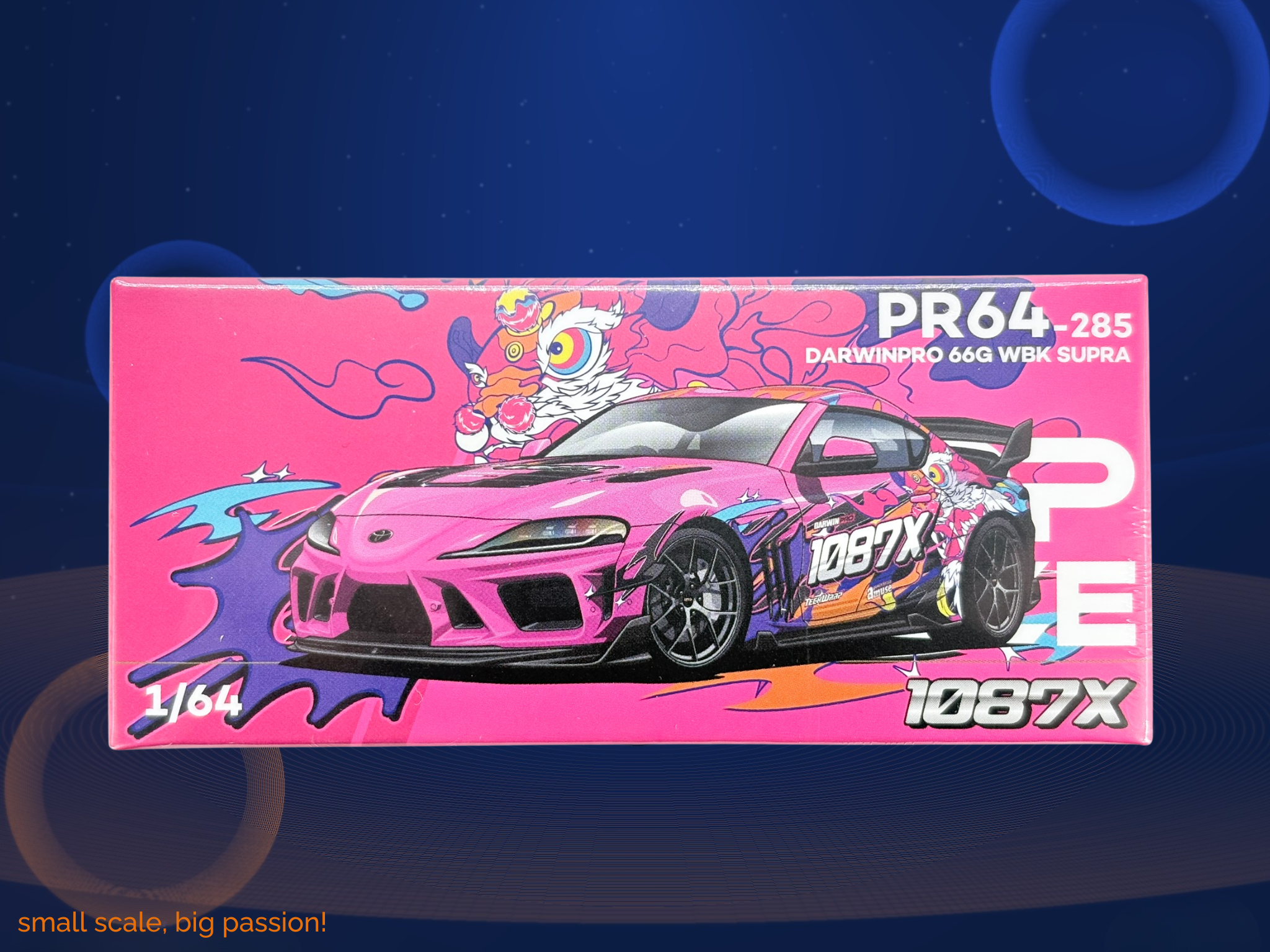 Pop Race Diecast Modellauto Toyota Supra DarwinPro 66G WBK im Maßstab 1:64, pinkes 1087X Livery-Design, limitierte Edition, Artikelnummer PR64-285