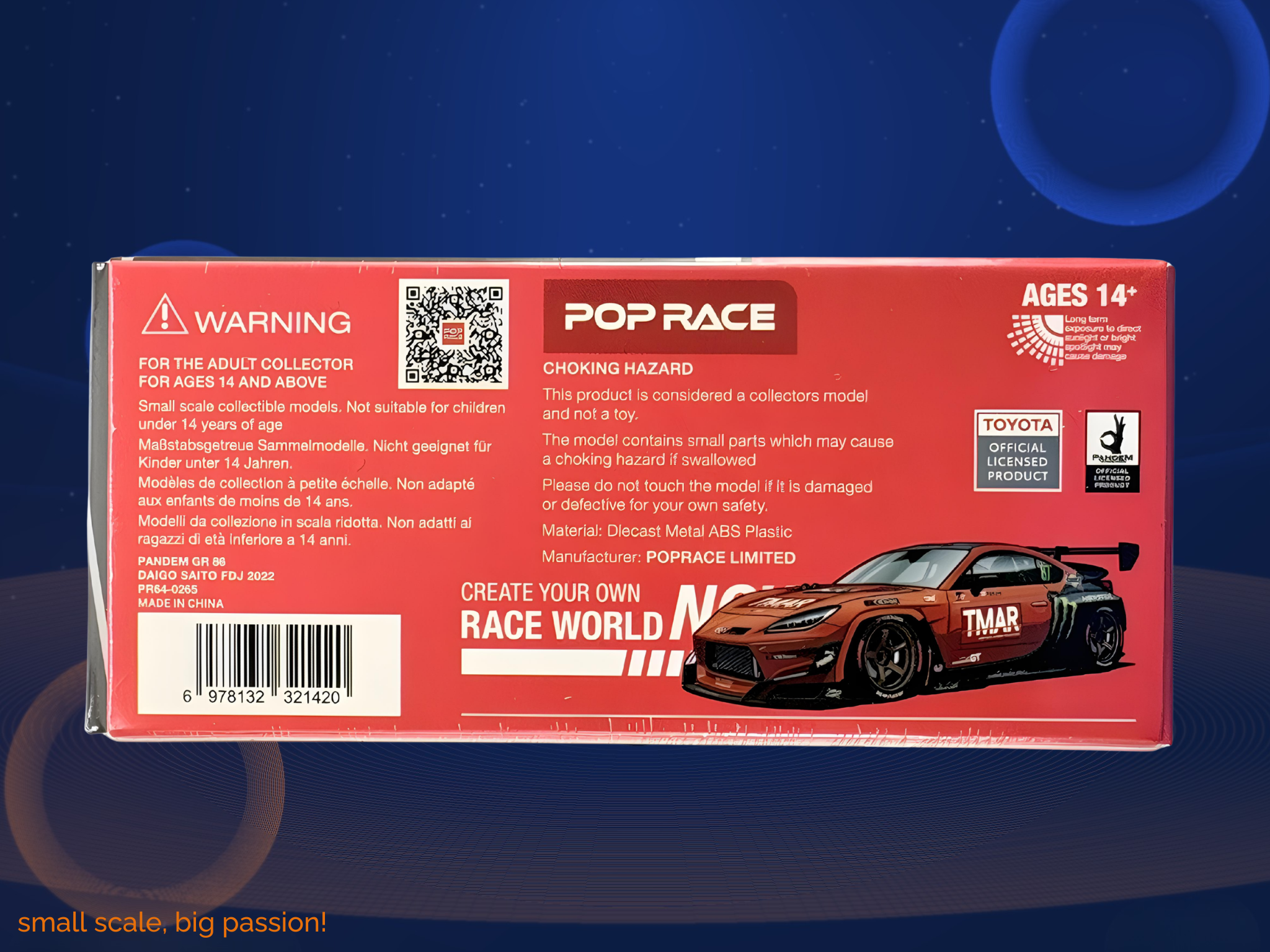 Pop Race Pandem Toyota GR 86 Daigo Saito Formula Drift Japan 2022 Monster x HKS Livree – Diecast Sammlermodell im Maßstab 1:64, Art. PR64-265