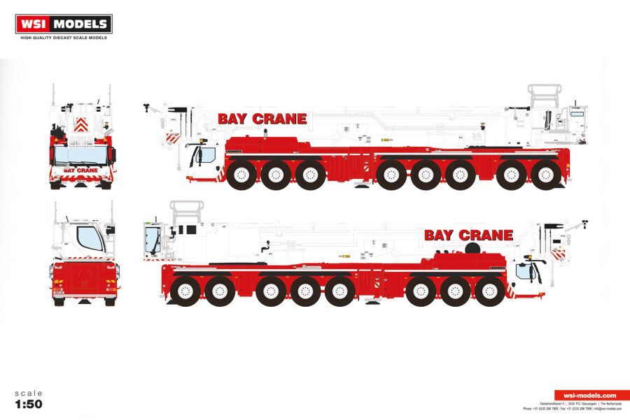 Liebherr LTM 1650-8.1 in Bay-Crane-Lackierung – Ansicht 3 des WSI Limited-Edition-Modells 1:50, Art. 51-2203
