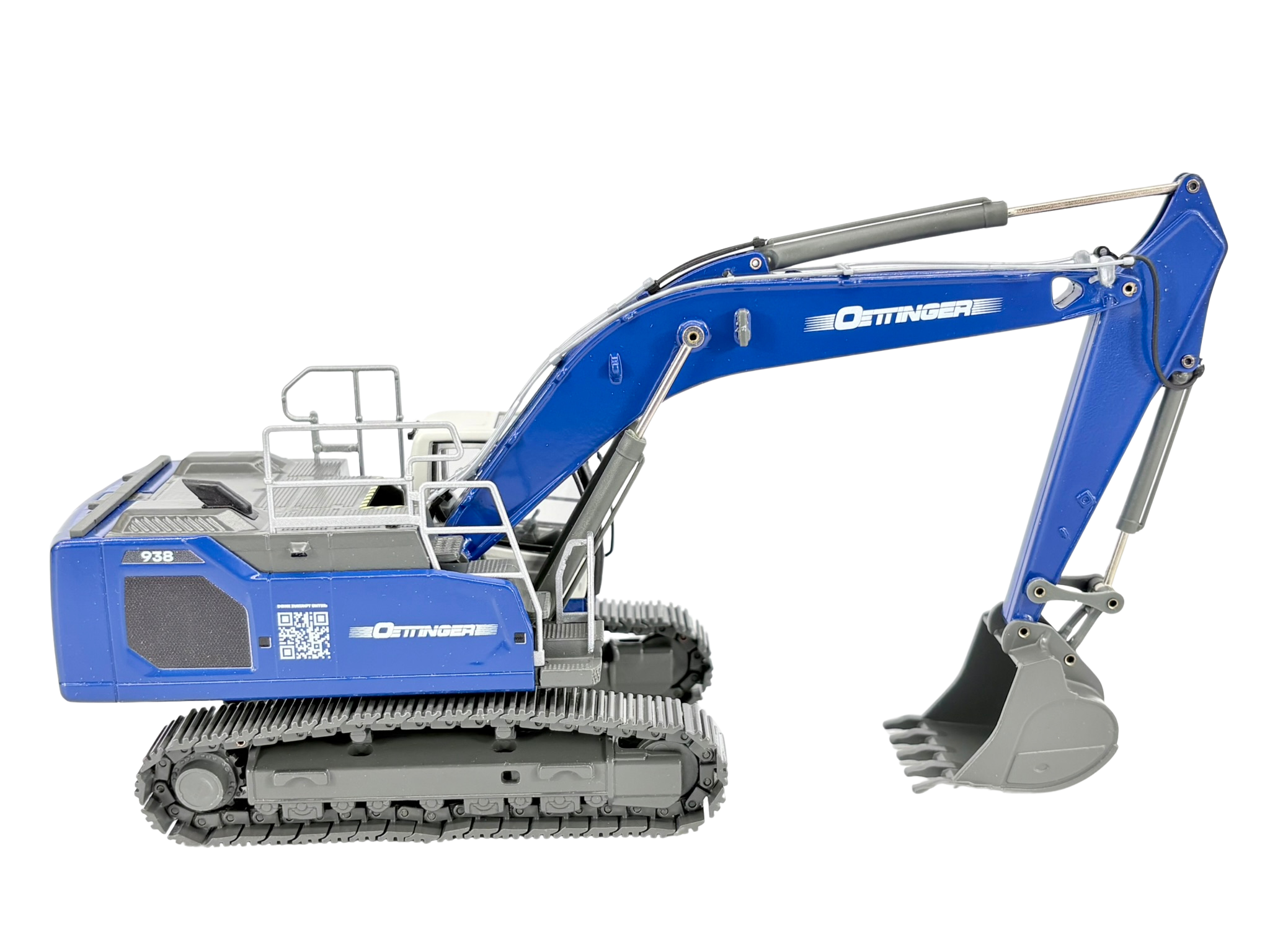 Conrad Liebherr R 938 V Hydraulikbagger in der Werbeausführung der Oettinger Gruppe Malsch – Diecast Sondermodell im Maßstab 1:50, Zinkdruckguss, Art. 2215/28
