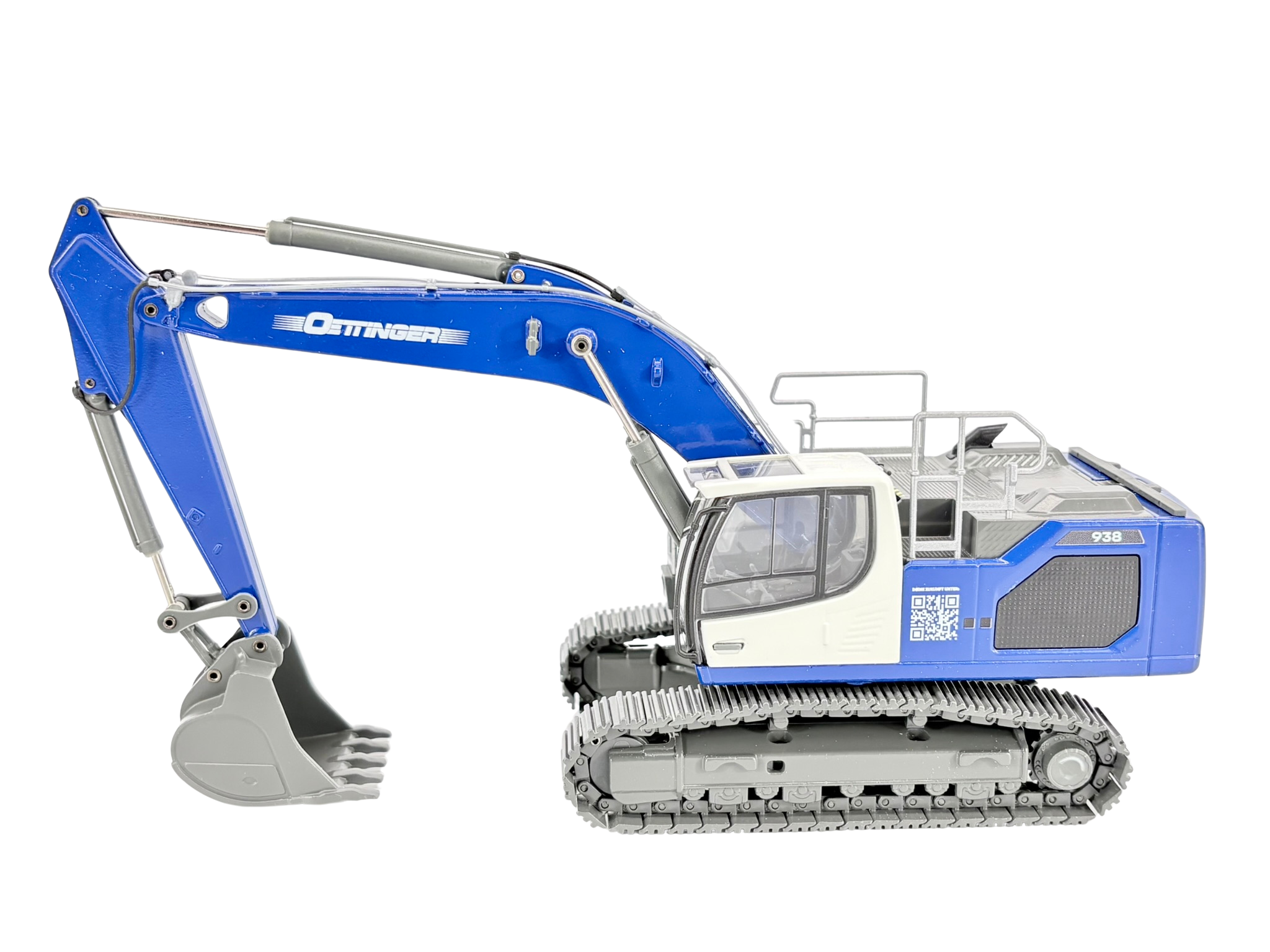 Conrad Liebherr R 938 V Hydraulikbagger in der Werbeausführung der Oettinger Gruppe Malsch – Diecast Sondermodell im Maßstab 1:50, Zinkdruckguss, Art. 2215/28