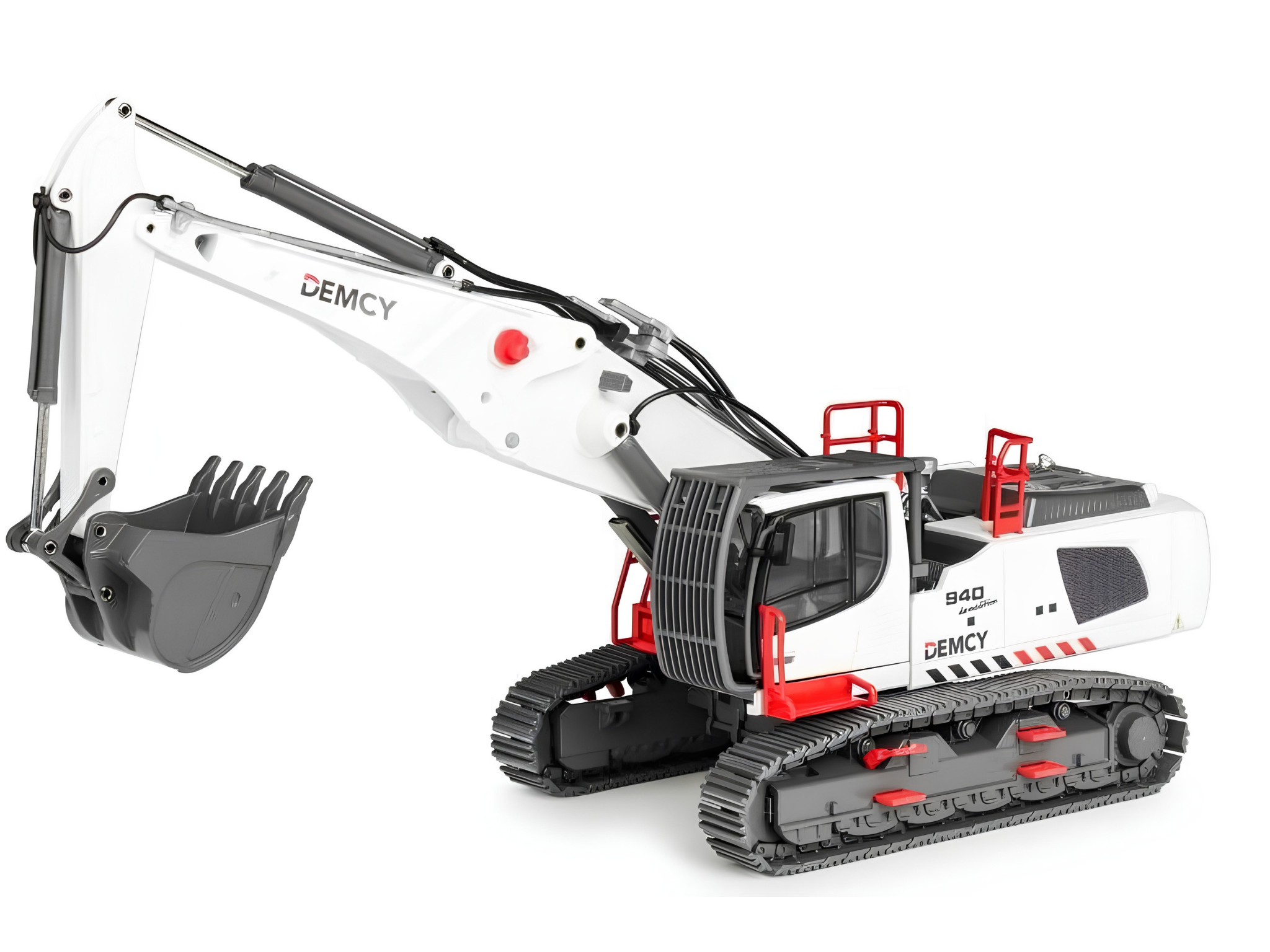 Conrad Liebherr R 940 Demolition Hydraulikbagger in der Werbeausführung DEMCY (Eiffage Génie Civil) – Diecast Sondermodell im Maßstab 1:50, Zinkdruckguss mit wechselbarer Abbruchausrüstung, Art. 2222/03