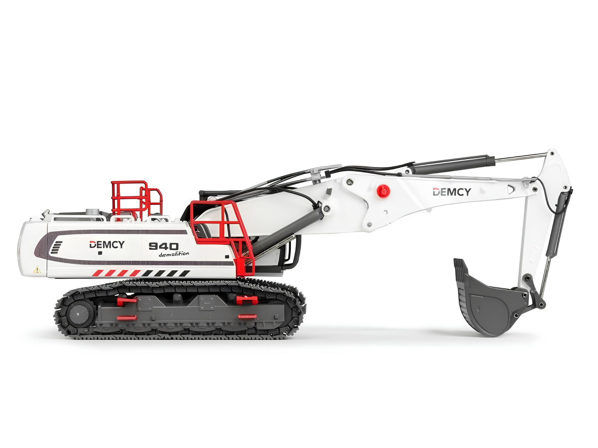 Conrad Liebherr R 940 Demolition Hydraulikbagger in der Werbeausführung DEMCY (Eiffage Génie Civil) – Diecast Sondermodell im Maßstab 1:50, Zinkdruckguss mit wechselbarer Abbruchausrüstung, Art. 2222/03