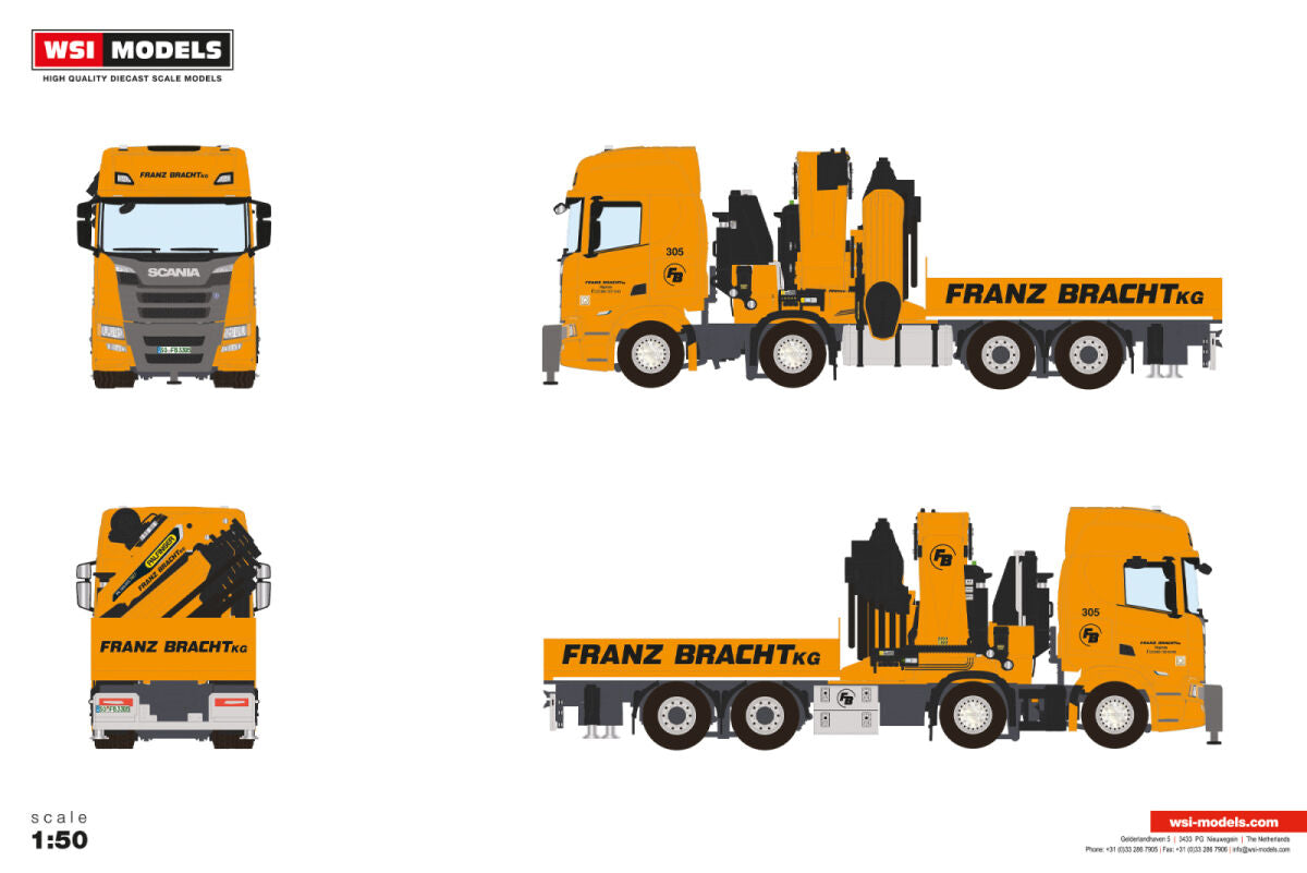 Scania R Highline CR20H 8X4 avec PALFINGER PK 165.002 TEC 7 (1:50) « Franz Bracht »