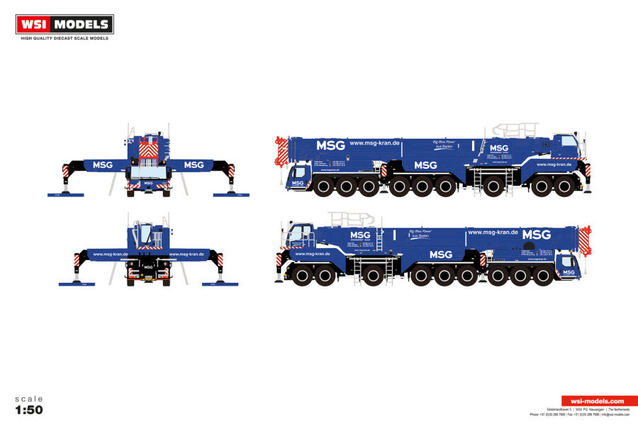 Liebherr LTM 1750-9.1 in MSG-Lackierung – weitere Ansicht des WSI Limited-Edition-Modells 1:50, Art. 51-2209