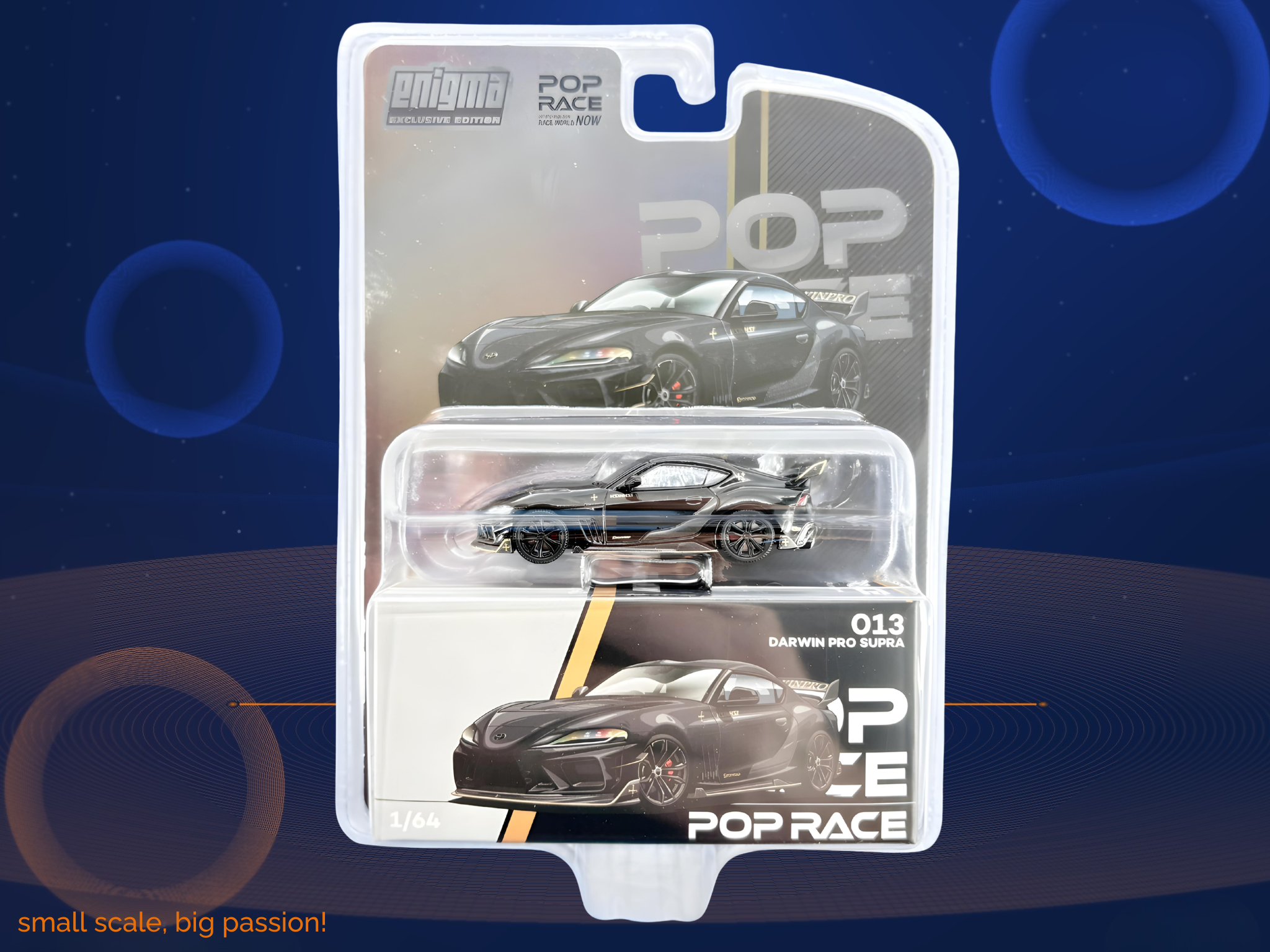 Pop Race Darwin Pro 66G NWB Toyota Supra A90 in Midnight Black – Enigma Exclusive Chase Edition Diecast Sammlermodell im Maßstab 1:64, Art. PR64-PRE013