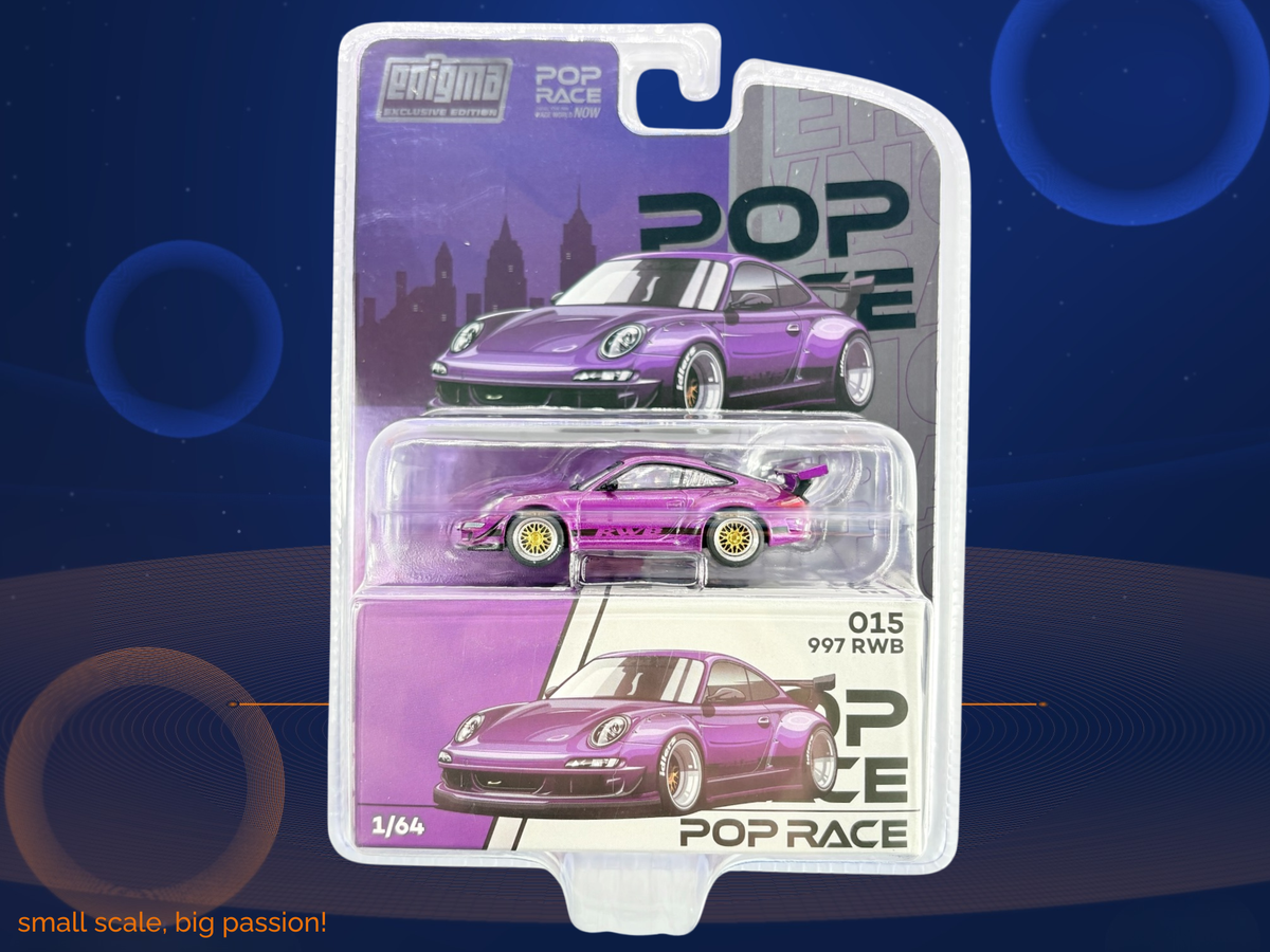 Pop Race Porsche 911 (997) RWB in Purple Metallic – Enigma Exclusive Edition, Diecast Sammlermodell im Maßstab 1:64, Art. PRE015