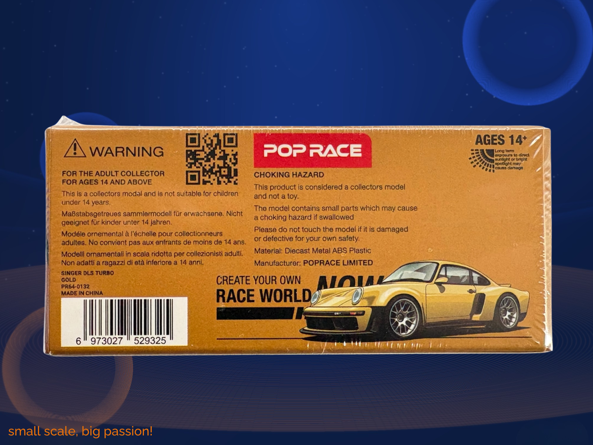 Pop Race Porsche Singer DLS Turbo in Gold – Diecast Sammlermodell im Maßstab 1:64, Art. PR64-132 – Ansicht 2